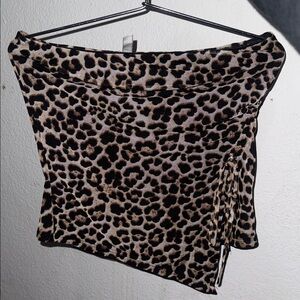 Leopard Print Asymmetrical Tie-Waist top